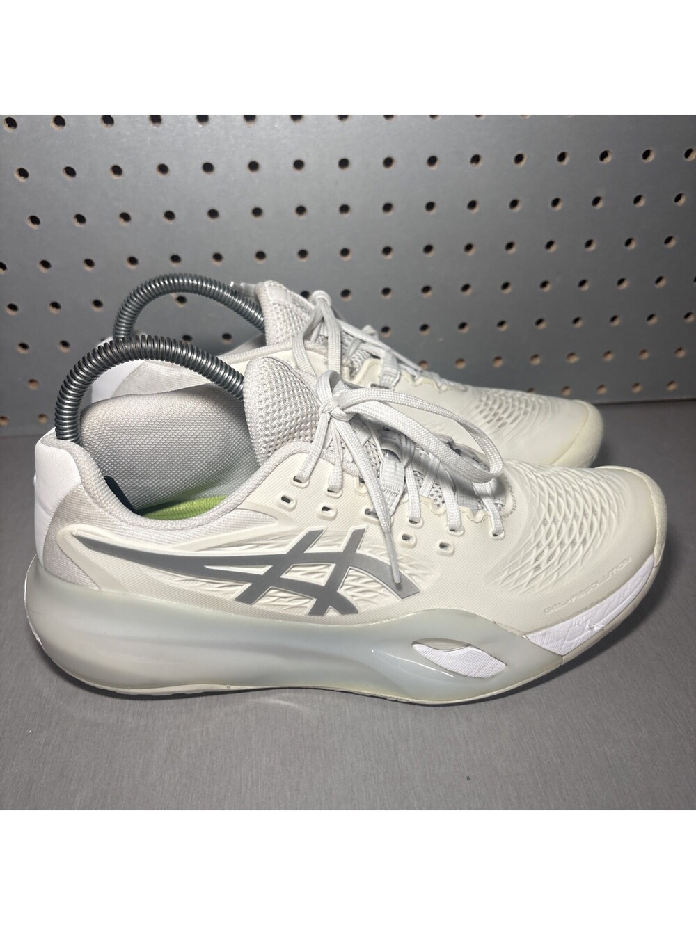 ASICS Gel Resolution X Tennis Shoes Womens Sz 8.5 White Silver Pickleball READ